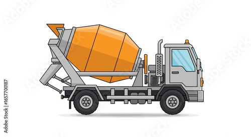 Illustrated Concrete Mixer Truck: Construction Vehicle for Infrastructure Projects