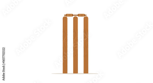 Simple wooden cricket wickets illustration isolated on a white background for sports design or game concept and sporting event promotion for
