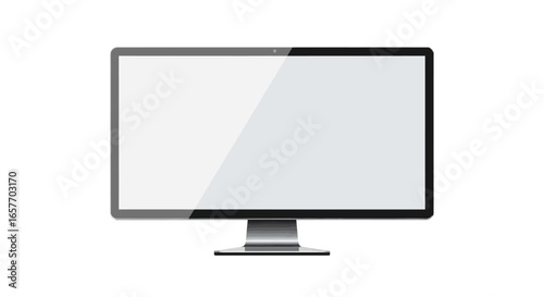 Sleek modern monitor with a blank screen showcasing a frameless design and metallic stand on a clean white background for display purposes