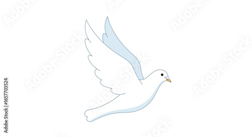 Stylized White Dove in Flight with Graceful Wings, Symbolizing Peace and Serenity for a Wide Range of Expressive Communications