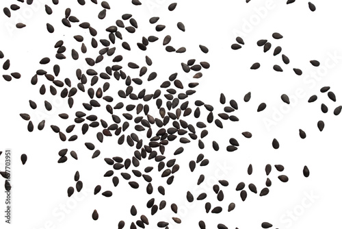 Tableau sur toile Black sesame seeds isolated on white background