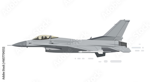 Stylized illustration of a grey military fighter jet in flight representing technological prowess and aviation advancement symbolizing air power