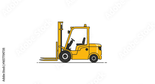 Vibrant Yellow Forklift Illustration: Essential Equipment for Logistics and Warehouse Operations