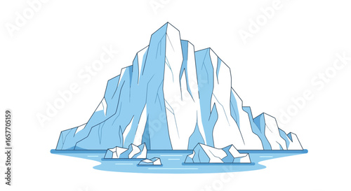 A striking iceberg illustration showcasing the majestic natural beauty and the stark realities of arctic ice formations and arctic melting