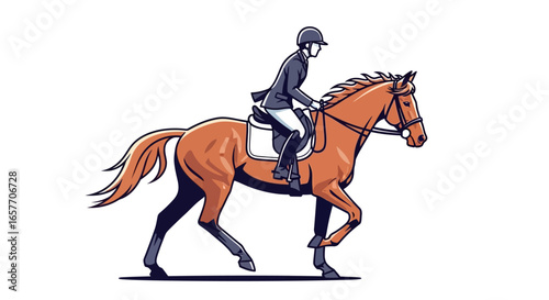 Equestrian Excellence: Graceful Rider and Horse in Dynamic Movement Portraying the Elegance of Horseback Riding and Skill