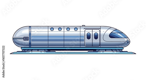 Sleek futuristic train illustration on white, presenting advanced railway transportation concept, showcasing high-speed design with elegant lines