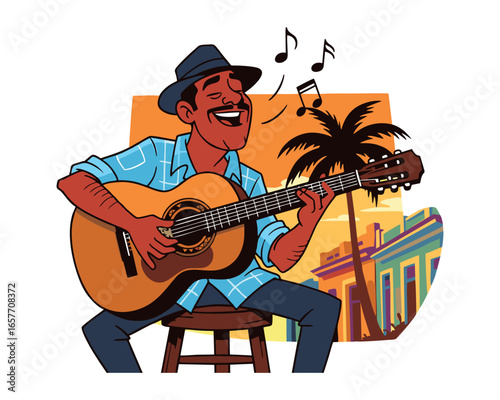 Illustration of men playing acoustic guitar