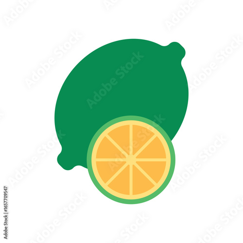 Lime Fruit Flat Color Icon: Citrus and Fresh Produce