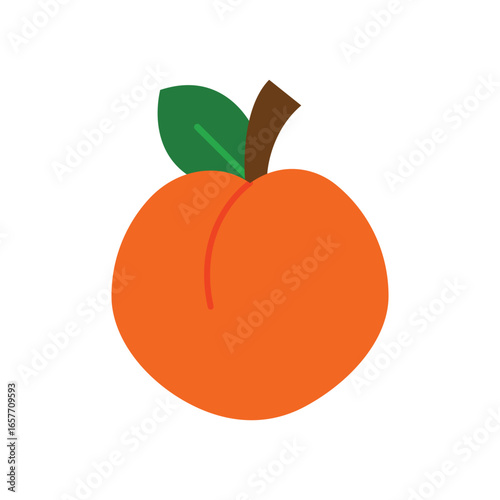 Peach Fruit Flat Color Icon: Healthy Food and Fresh Produce