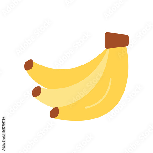 Banana Fruit Flat Color Icon: Healthy Food and Fresh Produce