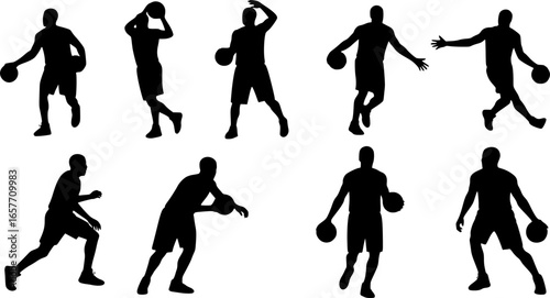 Basketball player silhouette flat design for march madness, basketball player vector

