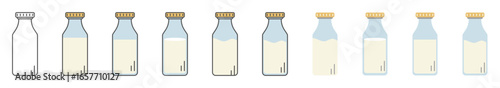 Vector illustration of milk bottle icon set.