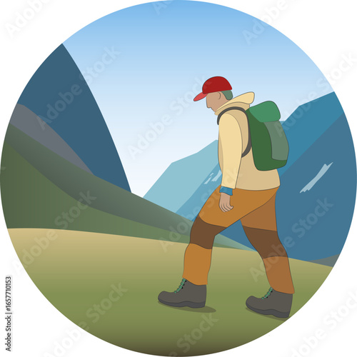 A hiker on his way up to magnificent mountain views