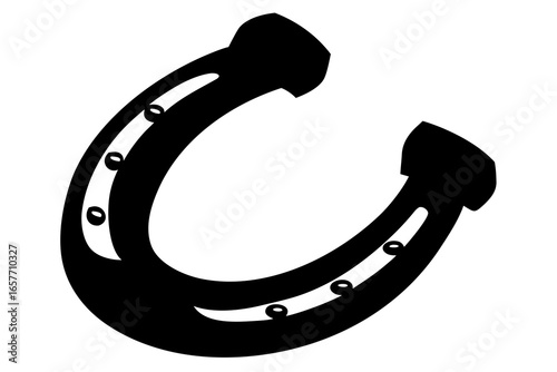 Black Horseshoe Vector Icon: Symbol of Luck and Fortune