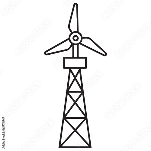 windmill black ouline vector - Energy Distribution Tower Icon