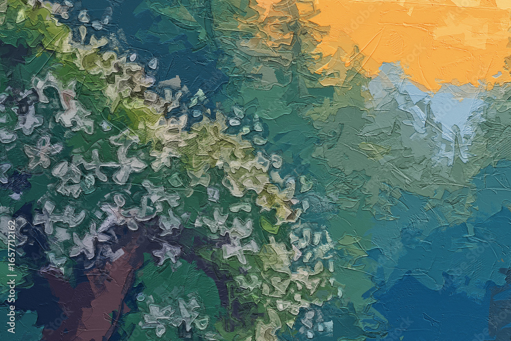Fototapeta premium Various oil paintings, flowers, streams, lakes, forests, landscapes, plum blossoms, sailboats, landscapes, butterflies, chrysanthemums, waterfalls
