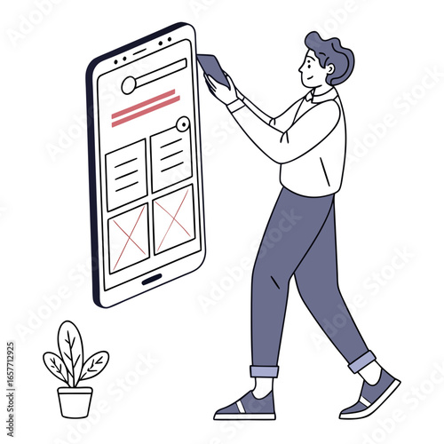 Man interacting with large mobile screen interaction