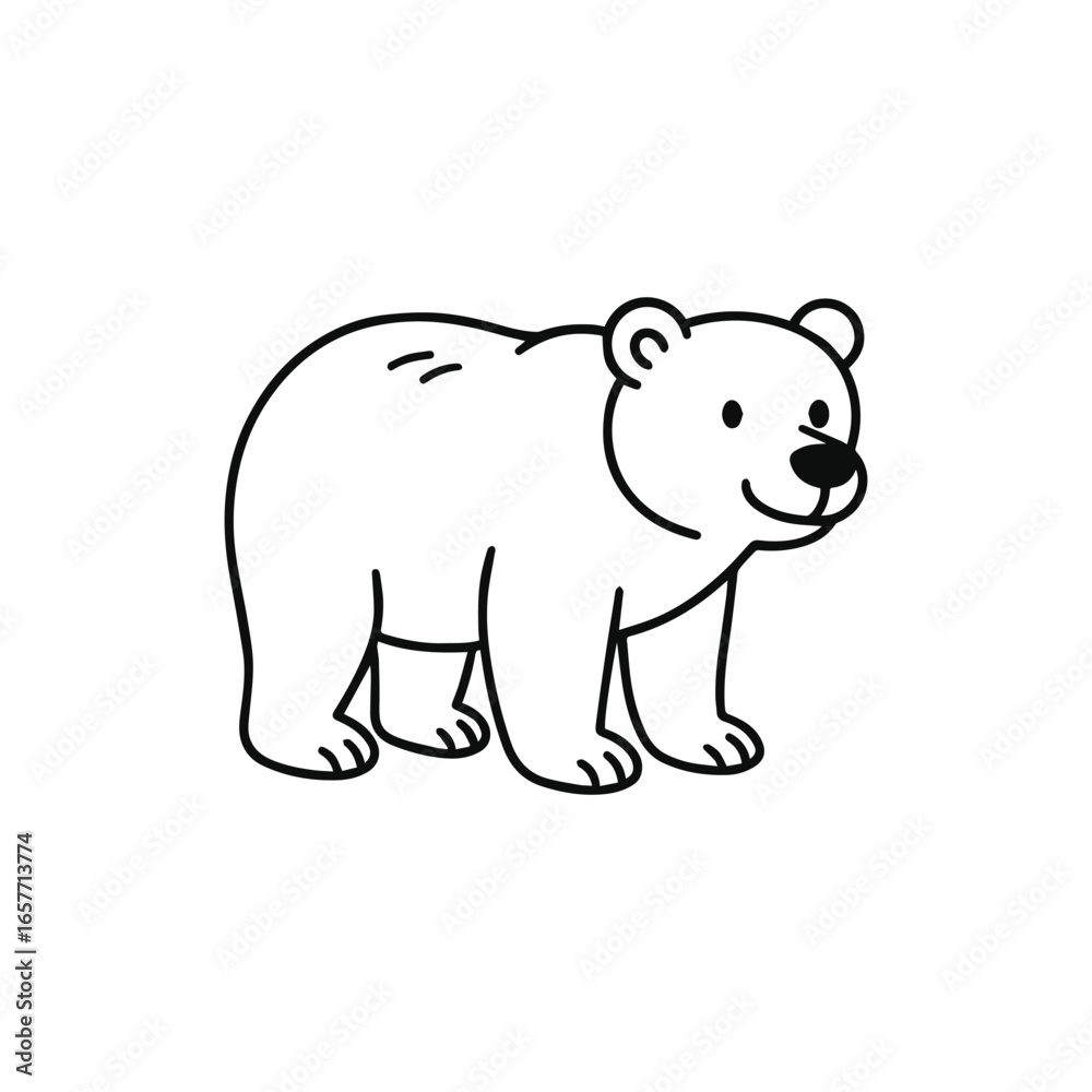 Fototapeta premium Bear cartoon outline vector drawing coloring book animal illustration, generative ai