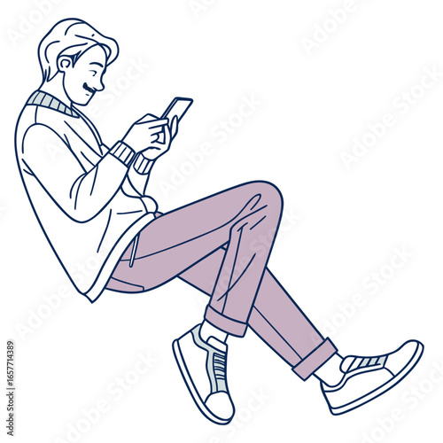 Man using mobile phone technology communication