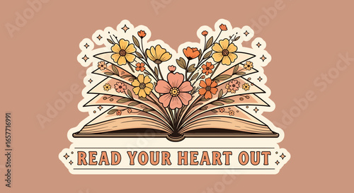 Open Book with Floral Design and Inspirational Message