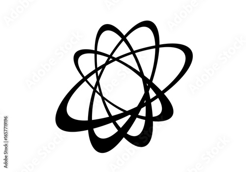 Modern abstract illustration of circular elliptical shapes that twist and overlap each other, forming a dynamic and symmetrical circular pattern.
