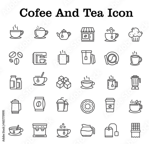 Cofee icons set. vector. editable