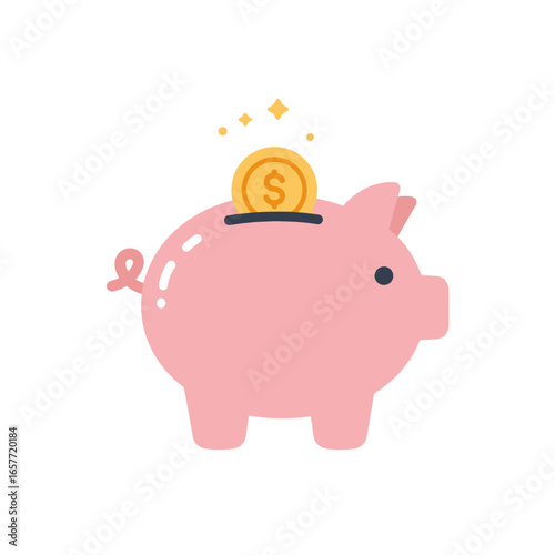 Flat Design Piggy Bank Icon