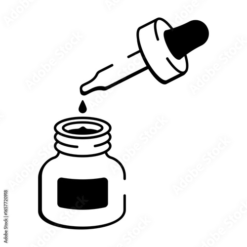 A doodle style icon depicting ink dropper

