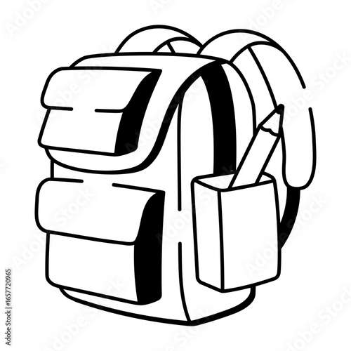A drawing style icon representing backpack

