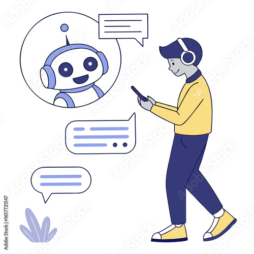 Robot chatbot communication with person phone