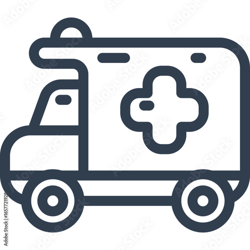 Emergency ambulance icon for medical service design needs