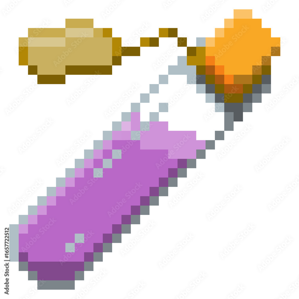 Naklejka premium Game ready 32 bit Small Potion Bottle with label pixel art