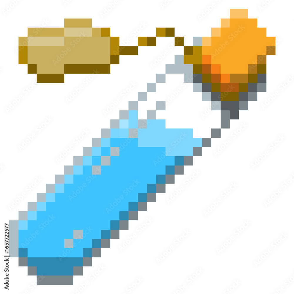 Naklejka premium Game ready 32 bit Small Potion Bottle with label pixel art