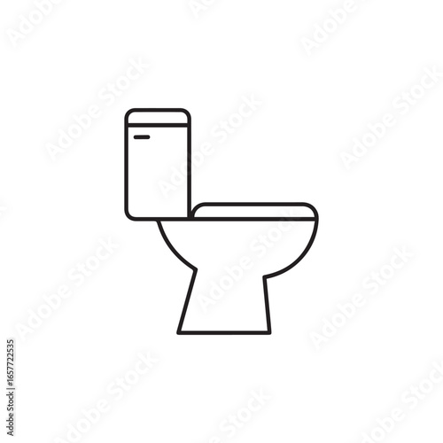 Toilet Bowl Icon Minimalist Black and White Illustration Clean Design for Restroom Signage Modern Plumbing Fixture Symbol