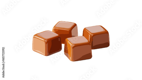 caramel cubes isolated on transparent background