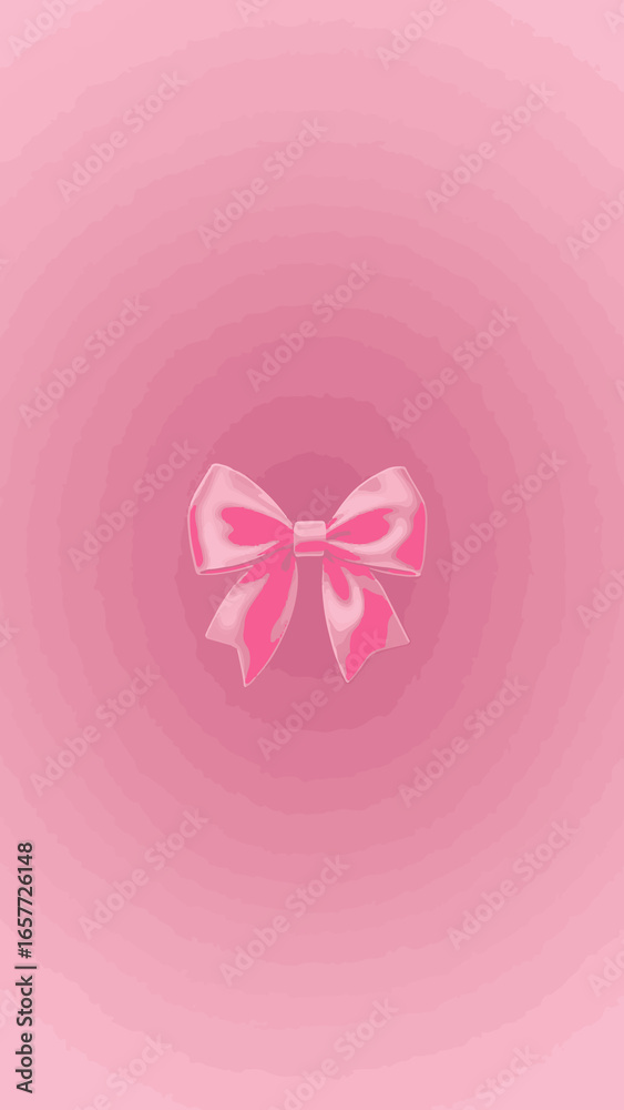 Fototapeta premium Pink Ribbon Bow Illustration on Gradient Background