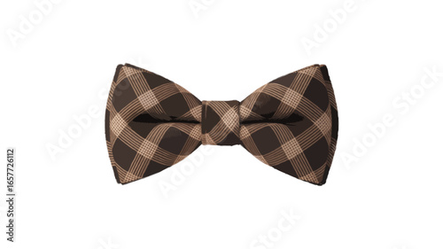 brown checkered bow tie isolated on transparent background