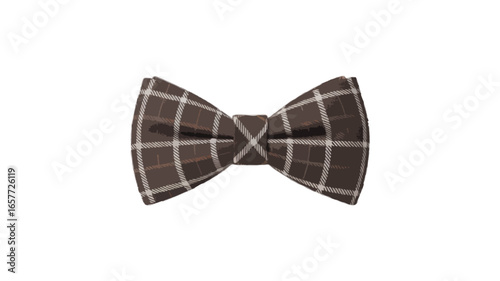 brown checkered bow tie isolated on transparent background