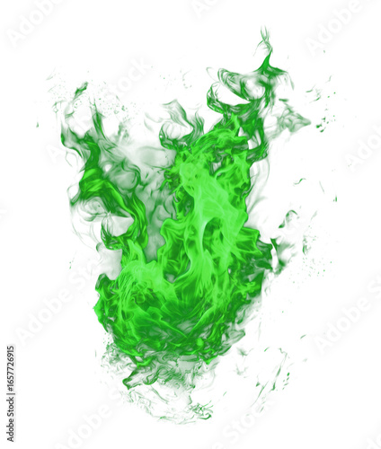 Obraz na plátně Magical green flame isolated on transparent background