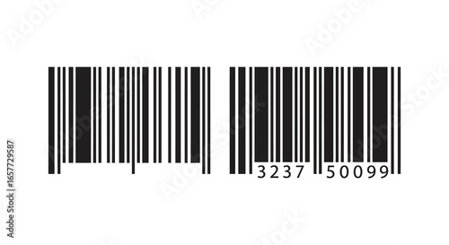 Barcode labels with numbers on a white background for product identification silhouette