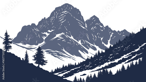 winter mountain landscape with snow