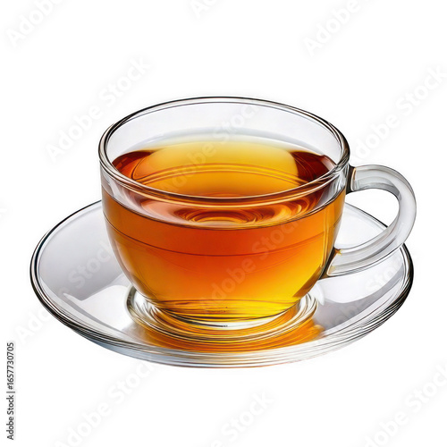 Cup of green tea isolated white and transparent background.