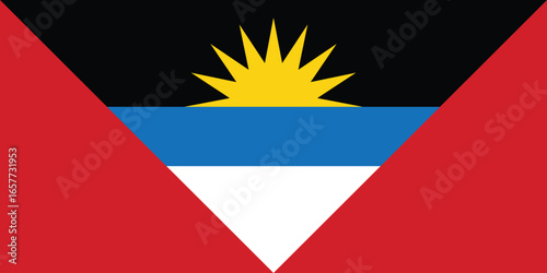 The flag of antigua and barbuda with a rising sun and triangular shapes, simple flat design vector clipart, can use for travel or politics