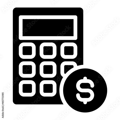 Financial calculator glyph style vector illustration