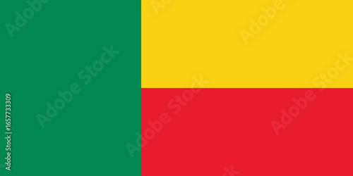 The national flag of benin featuring green, yellow, and red colors, simple flat design vector clipart, can use for travel or politics
