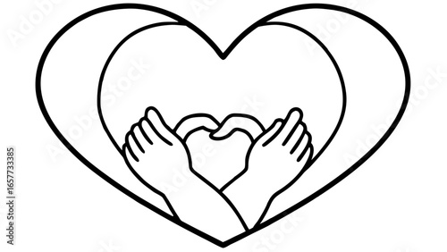 Continuous one-stroke vector drawing of a mother and child, symbolizing love, protection, care, family, and bond. Perfect for design related to compassion, kindness, and support.