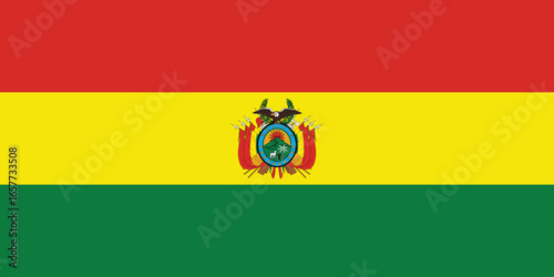 The national flag of bolivia featuring red, yellow, and green horizontal bands, simple flat design vector clipart, can use for travel or politics