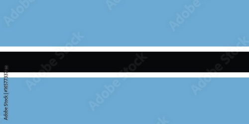 The national flag of botswana with light blue, black, and white horizontal stripes, simple flat design vector clipart, can use for travel or politics