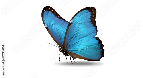 Vibrant blue butterfly isolated on white background