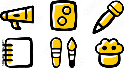 Creative Tools Icons A Collection of Essential Graphic Elements for Design and Communication Projects with Bold Lines